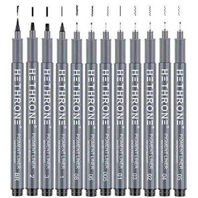 Immagine di Hethrone penne per scrivere a mano, calligrafiche e set di calligrafia nera principianti, Scrittura, Firma, Disegno Illustrazione (12 dimensioni)