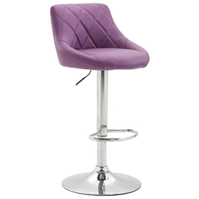 Immagine di CLP Sgabello Design Imbottito Lazio in Similpelle I Girevole con Poggiapiedi Sedia Alta Cucina Regolabile 83 104 CM, Colore:Viola, Colore del Telaio:Cromo