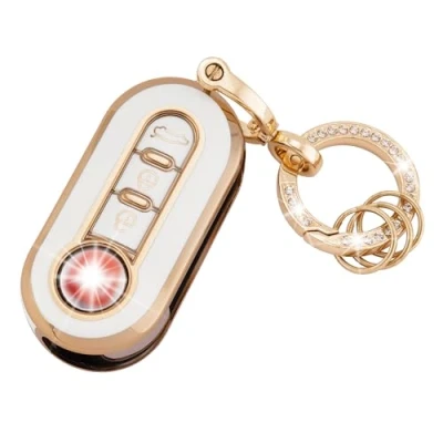 Immagine di Koaudb Portachiavi in TPU per Auto Compatibile con Fiat 3 Bottoni 500 500L Brava Bravo Doblo Ducato Fiorino Punto Panda Palio Qubo Scudo Stilo Lancia Flip Pieghevole (R Fia W)