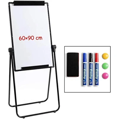 Immagine di DOEWORKS 90 cm x 60 lavagna bianca magnetica U stand/flipchart Easel, doppi lati supporto cavalletto di bianca, altezza regolabile e pieghevole