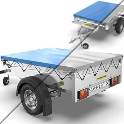 Immagine di Tarpofix® Telo per rimorchio auto 258 x 136 8cm incl. Corda telone Bordo rinforzato e copri in materiale PVC ideale vari modelli di rimorchi da 750kg &amp; 1000kg