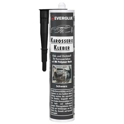 Immagine di Colla per carrozzeria 1K MS, resistente ai raggi UV, colore nero, cartuccia MS polimero, adesivo extra forte, e sigillante incollare sigillare nella costruzione di veicoli, furgoni,