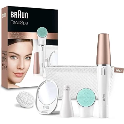 Immagine di Braun Face Spa, Depilatore Donna Epilatore Viso, Accessori Inclusi, Specchio e Pochette, Rivitalizza il Idea Regalo, 851V Bianco
