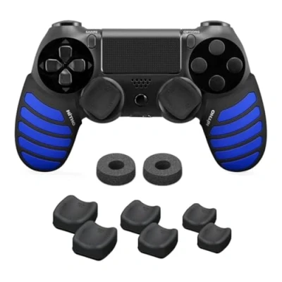 Immagine di NiTHO Gaming Kit Per Controller Playstation 4, Include Impugnature Silicone Anti Sudore, Anelli di Precisione, 3 Misure Copri Levette Analogiche Concave, Migliora il Controllo del Gioco PS4