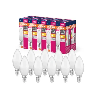 Immagine di OSRAM Valore a stella LED Classica lampada B40 e14 Sockel, forma delle candele, FR, 470 lm, bianco caldo, 2700k, sostituzione lampadine da 40w venzionali, non dimmerabile, fezione 10