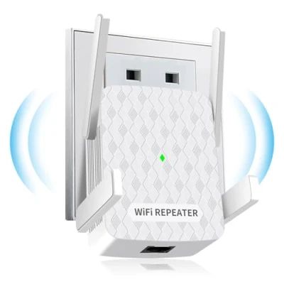 Immagine di CINAMON Ripetitore WiFi, WiFi Potente per Casa 1200 Mbit/s Dual Band 5 GHz + 2.4 GHz, l&#039;amplificatore Copre Fino a 200 m², Amplificatore WLAN con connessione Ethernet, Supporto WPS