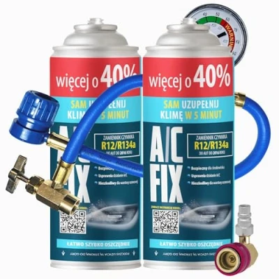 Immagine di A/C FIX Sostituzione Gas R134a 2 x 235 g + tubo e adattatore per aria condizionata auto 1995 2016 Refrigeratore climatizzatore automobilistico
