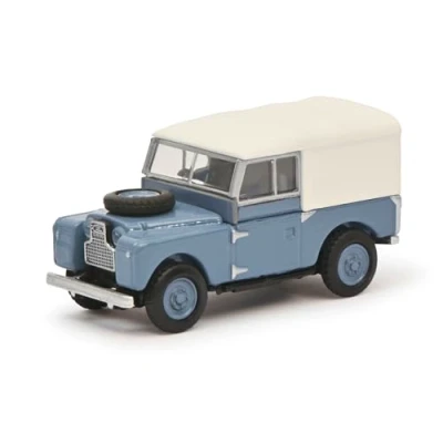 Immagine di Schuco 452670100 H0 Auto modello Land Rover 88 blu con soft op bianco