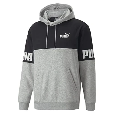 Immagine di PUMA Felpa con cappuccio Power Colorblock FL da uomo, grigio chiaro melange, L