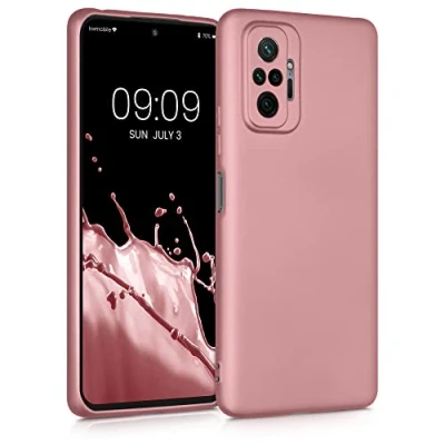 Immagine di kwmobile Custodia Compatibile con Xiaomi Redmi Note 10 Pro Cover Back Case Morbida Protezione in Silicone TPU Effetto metallizzato oro rosa