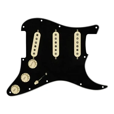 Immagine di Fender® »Custom &#039;69« Pre Wired Stratocaster® Pickguard Set di battipenna S/S/S Nero