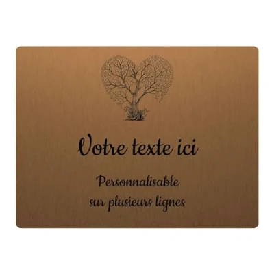 Immagine di Targhetta con incisione funeraria, motivo albero cono, autoadesiva, 20 x 15 cm, personalizzata, 1 a 3 righe, colore: bronzo
