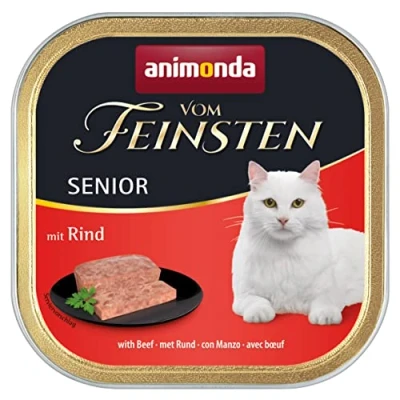 Immagine di animonda Vom Feinsten Senior, alimento umido per gatti più anziani a partire da 7 anni, con manzo, 32 x 100 g