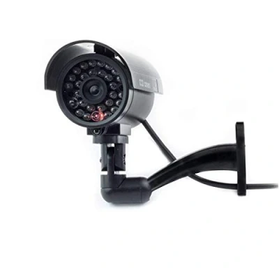 Immagine di Digicharge telecamera di sicurezza finta con LED illuminati, effetto realistico CCTV Camera, per interni ed esterni, impermeabile + adesivo avvertimento Una