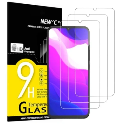 Immagine di NEW&#039;C 3 Pezzi, Vetro Temperato per Xiaomi Mi 10 Lite, Pellicola Prottetiva Anti Graffio, Impronte, Senza Bolle, Durezza 9H, 0,33mm Ultra Trasparente, Resistente