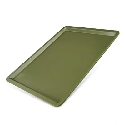 Immagine di Zenker Teglia Piastra Pizza Biscotti 42 x 32 cm, in Acciaio Carbon Steel Rivestimento Antiaderente ILAG Cera di Carnauba, Colore Verde Oliva, Linea Green Vision