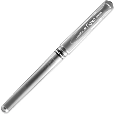 Immagine di uni ball 146811 Signo UM 153 penna roller in gel, larga, 1,0 mm, argento, 1 pezzo