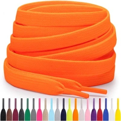 Immagine di Miscly Lacci Piatti per Scarpe Sportive, Disponibili in Varie Lunghezze e Colori (Arancione Neon, 183 cm)