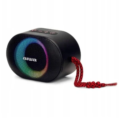 Immagine di Aiwa BST 330RD Altavoz TWS Bluetooth Compacto, Duradero y Potente con tecnología Hyperbass, (10W de Potencia. Iluminación RGB, Lector Tarjetas, Resistente al Agua). Color: Rojo