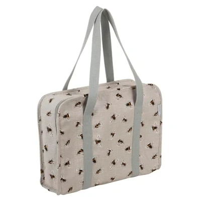 Immagine di Hobby Gift Valigetta per progetti Borsa portaoggetti lavori a maglia, cucito, lezioni e viaggi, 3 inserti in plastica accessori organizzazione 100% cotone 34 x 28 12 cm Api