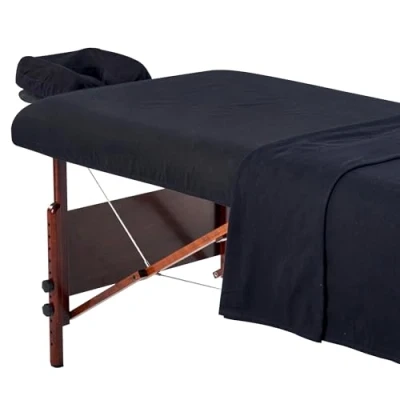 Immagine di Master Massage Set di 3 rivestimenti in flanella, per lettino da massaggio, cotone, colore nero
