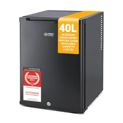 Immagine di TZS First Austria Mini fridge with lock, EEK A+, minibar, 0 dB noiseless, silent, bedroom, door hinges can be changed, approx. 4C 16C, Height 57cm, Effective volume 35 L, interior lighting