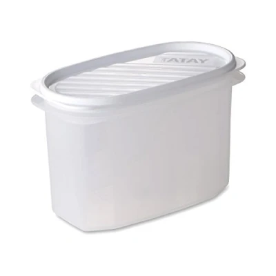 Immagine di Tatay Contenitore per Alimenti, Ermetico, Capacità 1.2L, Coperchio a scatto flessibile, senza BPA, Adatto al microonde e alla lavastoviglie, Bianco. Dimensione: 18,4 x 9,7 12,2 cm