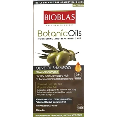 Immagine di Botanic Oils Shampoo all&#039;olio d&#039;oliva, 360 ml, per capelli secchi e danneggiati