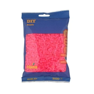 Immagine di Hama Perlen 201 32 perline da stirare con circa 3.000 midi colorate diametro di 5 mm in fucsia, divertimento creativo per bambini a partire dai anni su