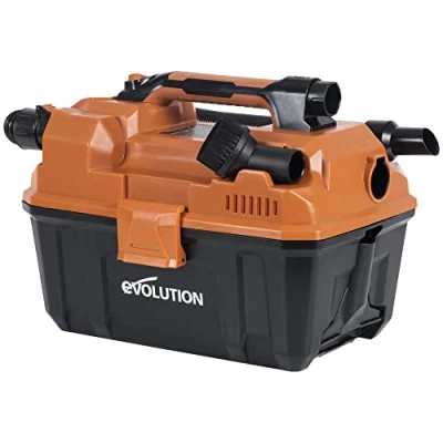 Immagine di Evolution Power Tools R11VAC Li Aspiratore polvere a secco e umido cordless dal potente motore con funzione di soffiatura Include bocchette, cartuccia filtro in schiuma