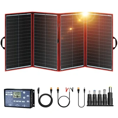Immagine di DOKIO 300W Pannello Solare Portatile Pieghevole Monocristallino + Regolatore 20A con 2 Presa USB (5V 2A) plug and play