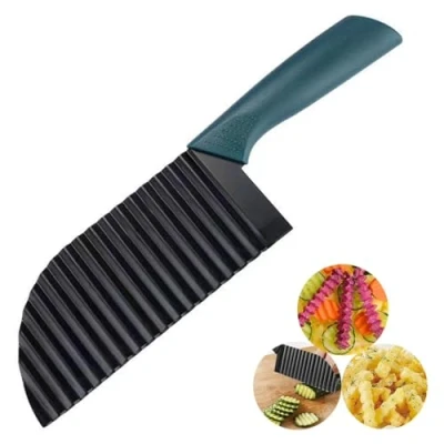 Immagine di ZMREN Affettatrice per Patatine Fritte, Coltello Ondulato in 304 Acciaio Inossidabile, Tagliapatate Ondulato, fette di Patate, a Lama Ondulata