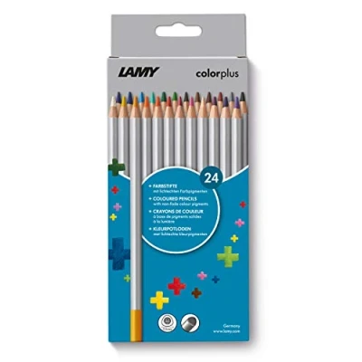 Immagine di Lamy Colorplus 506: scatola pieghevole con 24 matite colorate in legno di tiglio massiccio forma triangolare ergonomica, mina spessa Ø 3,3 mm, matita colorata 7,2 1 pezzo (confezione da 24)