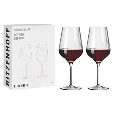Immagine di Ritzenhoff 3661002 Set di bicchieri da vino rosso 500 ml Serie a stella n. 2 pezzi con linea in rilievo Made Germany