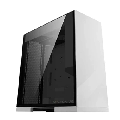 Immagine di Geometric Future M8 Lohan Mid Tower E ATX/ATX PC, design del tunnel d&#039;aria verticale 420/360, supporto GPU verticale, colore Bianco, GEO LOW