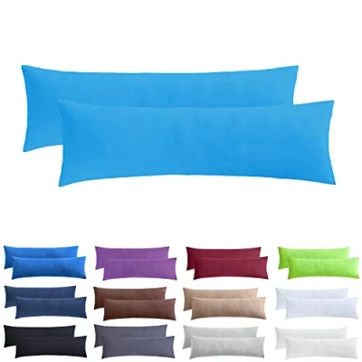 Immagine di NatureMark Confezione da 2 federe per cuscini in jersey, dormire lateralmente, cuscino il collo, conformi all’OEKO TEX, 40 x 145 cm, diversi colori e dimensioni, Turchese