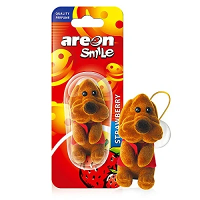 Immagine di AREON Smile Deodorante Auto Fragola Cane Marrone Divertente da Appendere Specchietto Retrovisore Simpatico 3D (Confezione 1)