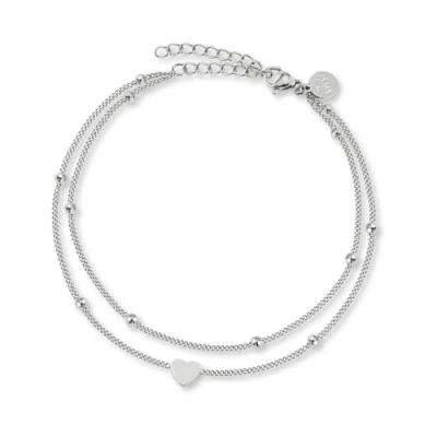 Immagine di GD GOOD.designs Cavigliera cuore da donna Argento Impermeabile I a più file Regolabile Gioielli in acciaio inossidabile filigranato