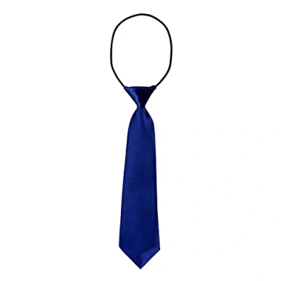Immagine di DonDon Cravatta da bambino ragazzo effetto seta lucida 7,0 cm di larghezza con elastico blu scuro