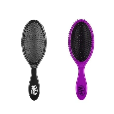 Immagine di Wetbrush Original Detangler With Ultra Sift Intelliflex Bristles to Gently Separate Knots Ease, Does Not Rip Hair, For All Hair Types, Black &amp; Purple BUNDLE