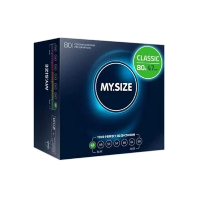 Immagine di MY.SIZE preservativi classici misura 1 I 47 mm di larghezza 80 pezzi confezione mega premium extra sottili fedeli al tatto 0,07 spessore delle pareti