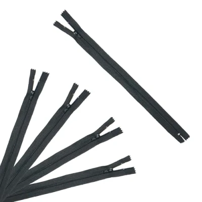 Immagine di Trimz 25 cm ( 10&quot;) Nero One Way End Stop Zip con Denti da 4 mm 5 Pezzi, Poliestere, unità