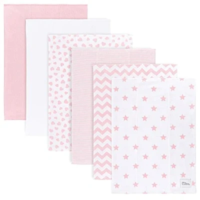 Immagine di Comfy Cubs confezione da 6 panni per ruttino, grandi, 100% cotone, a doppio strato, assorbenti, extra morbidi, bambini e bambine (rosa, 6)