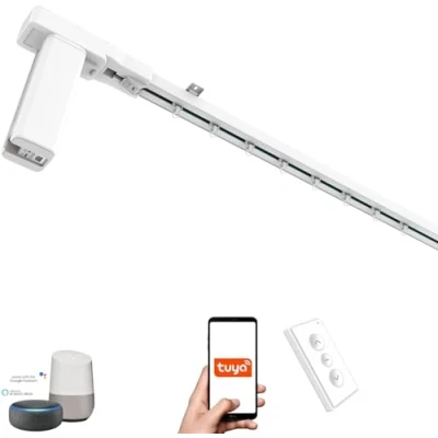 Immagine di ACRIMO Binario per Tende Motorizzato, Kit Smart Track con Motore WiFi e Telecomando, Compatibile Google Home, Alexa APP Tuya Mobile, Lunghezza fino a 5 metri