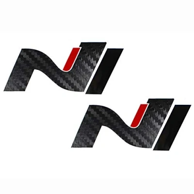 Immagine di Set di 2 pellicole protettive per decorazioni, logo anteriore e posteriore, autoadesive, su misura auto K054 (rosso/carbonio/nero)