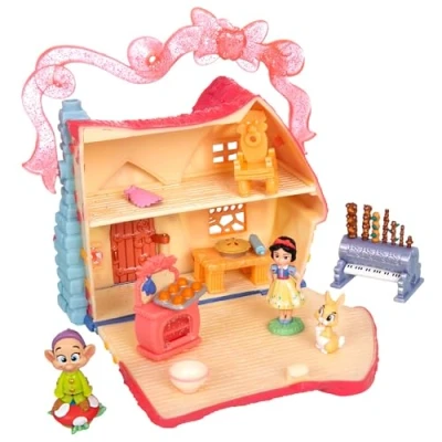 Immagine di Disney Store Official Casa di Bambole Biancaneve, Set da Gioco Once Upon a Story Alto 10 cm con Cottage delle Fiabe, Cucciolo, Coniglietto e Giocattoli della Cucina, 3+