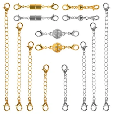 Immagine di Extender per Collana 14Pzs TIMESETL 8 Estensione + 6 Fermagli Gioielli, Catena di della Estensori Gioielli Bracciale Argento e Oro