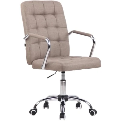 Immagine di CLP Sedia Girevole Scrivania Terni Con Braccioli In Stoffa O Similpelle I Poltroncina Studio Ruote, Colore:tortora, Materiale:Stoffa