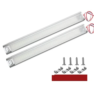 Immagine di Intckwan Plafoniera 12v Per Camper, Barra Led Con Interruttore Extra Grande, 6000K Bianco, 120 Auto Interni Auto, Furgone, Caravan, Cucina, Bagno, Bar, Camion, Trattore (2 Pezzi)
