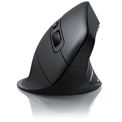 Immagine di CSL Nuovo Mouse Verticale Wireless Tecnologia LED Rosso Laser Fino a 2400 DPI 6 Pulsanti, Rotella Scorrimento, Ricevitore USB 2.4 GHz Incluso Senza Filo Nero Offerta Lancio